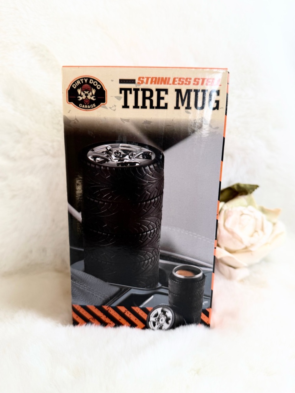 New with tags Stainless Steel Tire Mug - Black (silicone outer wall)